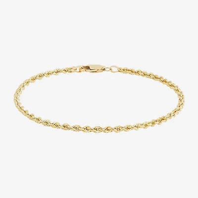 Womens 10K Gold Inch Hollow Rope Chain Bracelet