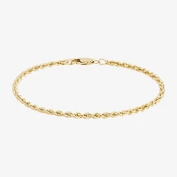 Womens 10K Gold Inch Hollow Rope Chain Bracelet