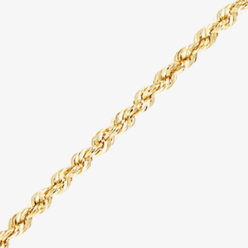 Womens 10K Gold Inch Hollow Rope Chain Bracelet
