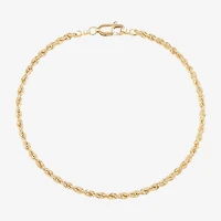Womens 10K Gold Inch Hollow Rope Chain Bracelet