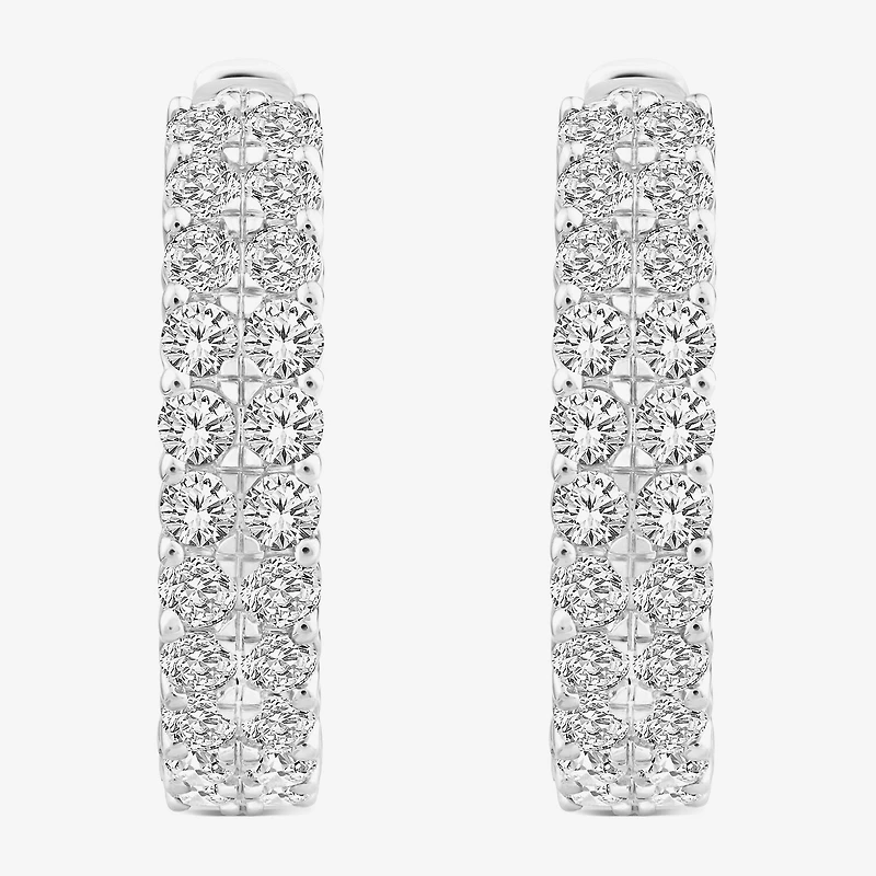 (F/Si2) Womens 2 CT. T.W. Lab Grown White Diamond Sterling Silver Hoop Earrings