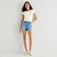 Arizona Womens Juniors Round Neck Short Sleeve Regular Fit Graphic T-Shirt