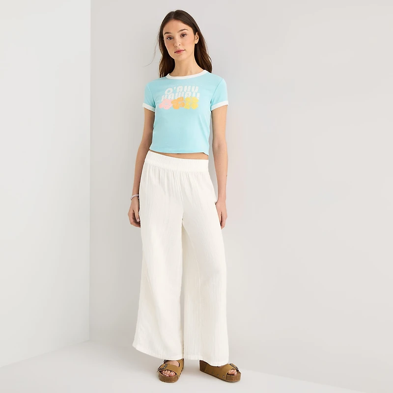 Arizona Womens Juniors Flare Mid Rise Pull-On Pant
