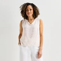 Liz Claiborne Womens V Neck Sleeveless Blouse