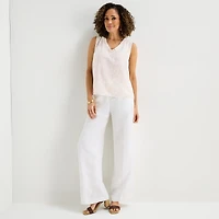 Liz Claiborne Womens V Neck Sleeveless Blouse