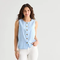 St. John's Bay Womens Round Neck Sleeveless Blouse