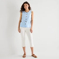 St. John's Bay Womens Round Neck Sleeveless Blouse