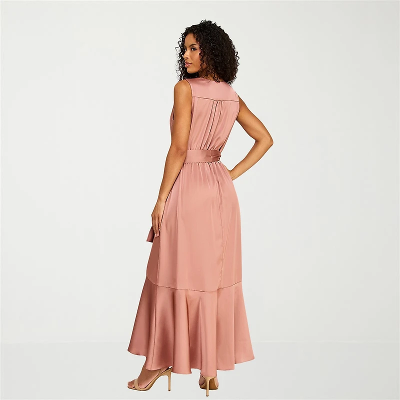 Premier Amour Womens V Neck Sleeveless Maxi Dress