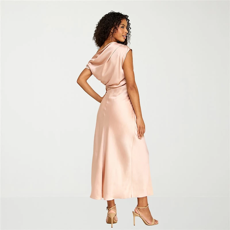 Premier Amour Womens Sleeveless One-Shoulder High-Low Fit + Flare Dress