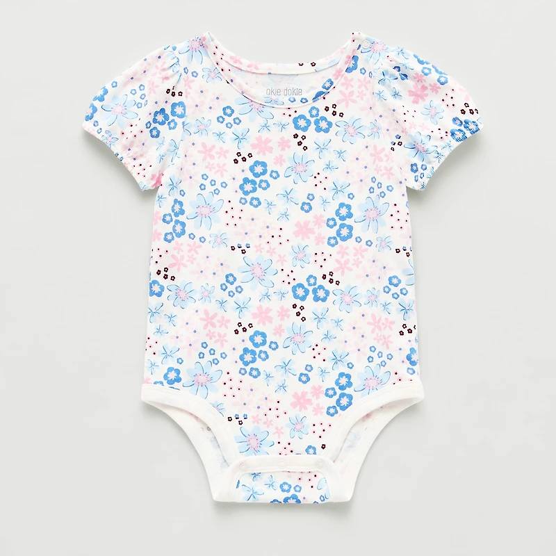 Okie Dokie Baby Girls Round Neck Short Sleeve Bodysuit