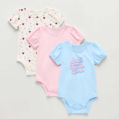 Okie Dokie Baby Girls Round Neck Short Sleeve 3-pc. Bodysuit