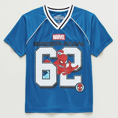 Disney Collection Little & Big Kid Boys V Neck Short Sleeve Regular Fit Marvel Spiderman Graphic T-Shirt