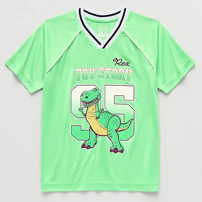 Disney Collection Little & Big Kid Boys V Neck Short Sleeve Regular Fit Rex Toy Story Graphic T-Shirt