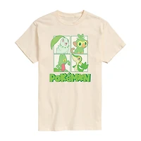 Novelty Mens Crew Neck Short Sleeve Regular Fit Pokemon Graphic T-Shirt