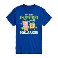 Novelty Mens Crew Neck Short Sleeve Regular Fit Spongebob Graphic T-Shirt