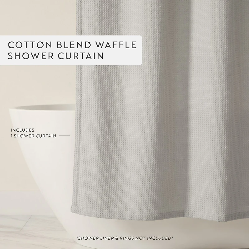 Casual Comfort Cotton Blend Textured Waffle Shower Curtain
