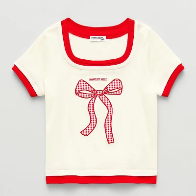 Eyeshadow Big Kid Girls Scoop Neck Short Sleeve Graphic T-Shirt