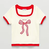 Eyeshadow Big Kid Girls Scoop Neck Short Sleeve Regular Fit Graphic T-Shirt