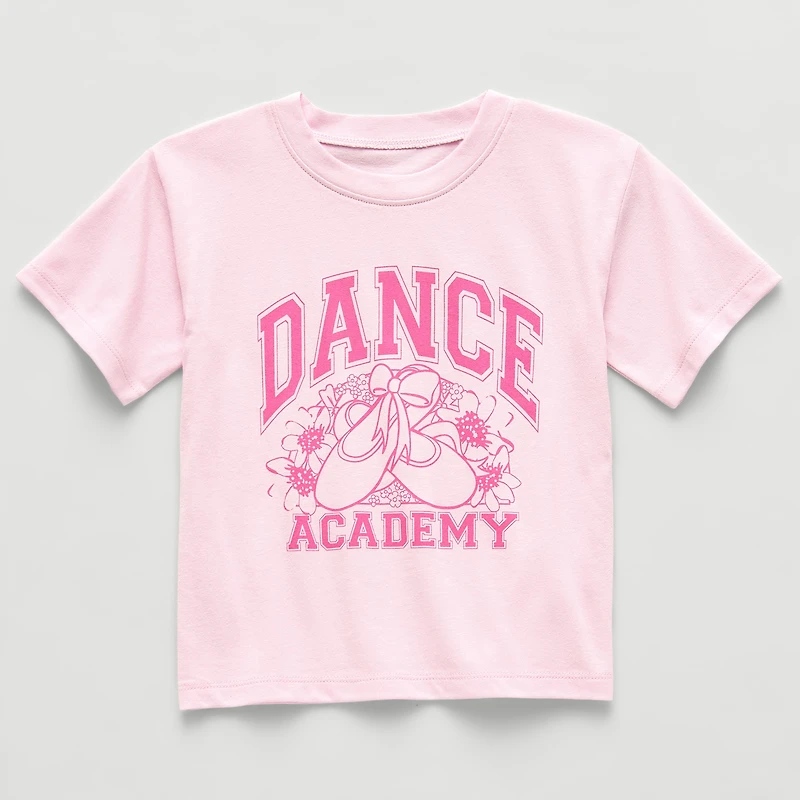 Okie Dokie Active Toddler & Little Girls Crew Neck Short Sleeve Regular Fit Graphic T-Shirt