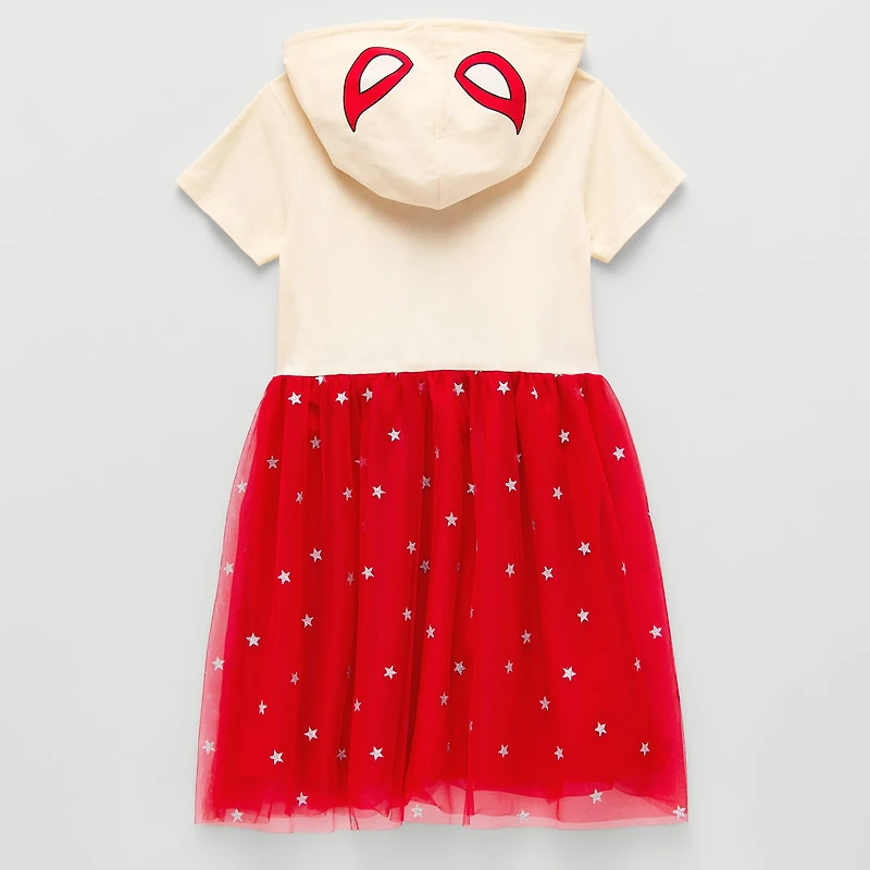 Disney Collection Little & Big Kid Girls Short Sleeve Cap Marvel Spiderman A-Line Dress