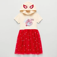 Disney Collection Little & Big Kid Girls Short Sleeve Cap Marvel Spiderman A-Line Dress