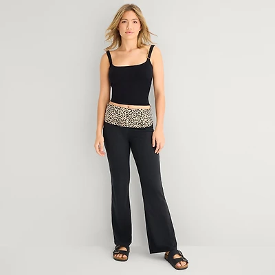 Forever 21 Womens Juniors Flare Mid Rise Pull-On Pant