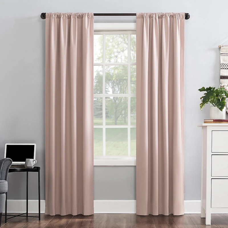 Sun Zero Cyrus Thermal Rod Pocket Back Tab Energy Saving 100% Blackout Single Curtain Panel