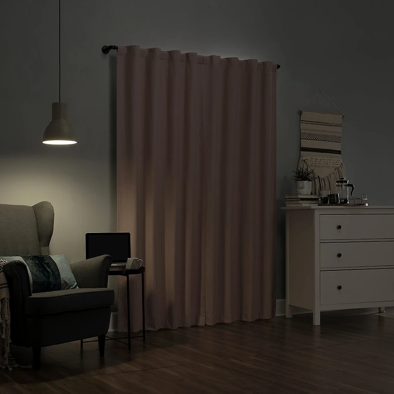 Sun Zero Cyrus Thermal Rod Pocket Back Tab Energy Saving 100% Blackout Single Curtain Panel