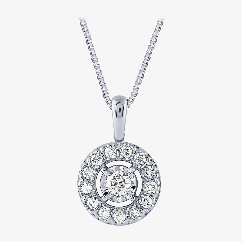 (H-I / Si2) Womens 1 CT. T.W. Lab Grown White Diamond 10K Gold Round 18 Inch Pendant Necklace
