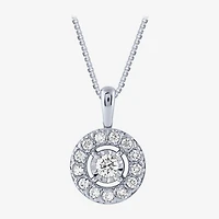 (H-I / Si2) Womens 1 CT. T.W. Lab Grown White Diamond 10K Gold Round 18 Inch Pendant Necklace