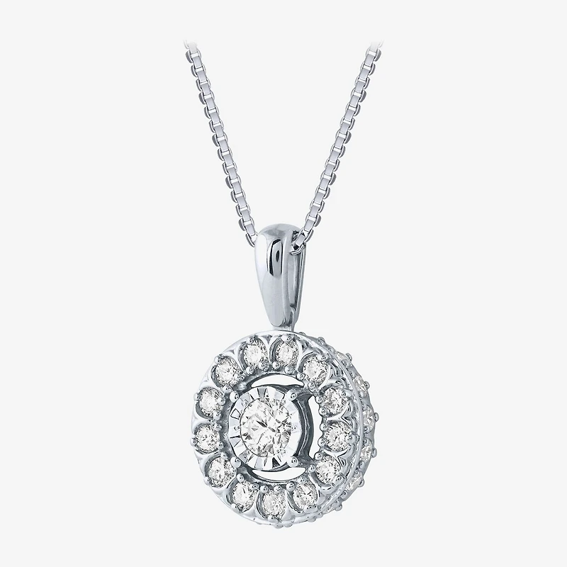 (H-I / Si2) Womens 1 CT. T.W. Lab Grown White Diamond 10K Gold Round 18 Inch Pendant Necklace