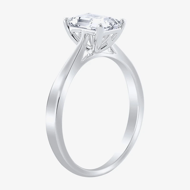 (H-I / SI2) Womens 1 1/2 CT. Lab-Grown White Diamond 14K Gold Emerald Solitaire Engagement Ring