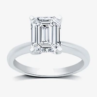 (G / VS2) Womens 3 CT. Lab-Grown White Diamond 14K Gold Emerald Solitaire Engaement Ring