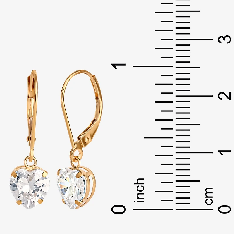 Heart-Shaped Cubic Zirconia Earrings 14K Gold