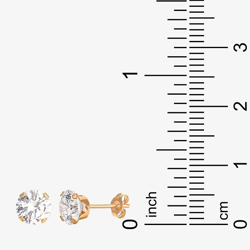 6mm 14K Yellow Gold Round Cubic Zirconia Stud Earrings