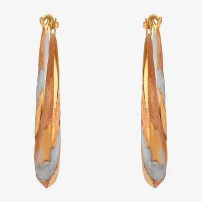 14K Gold Tri-Color Hoop Earrings