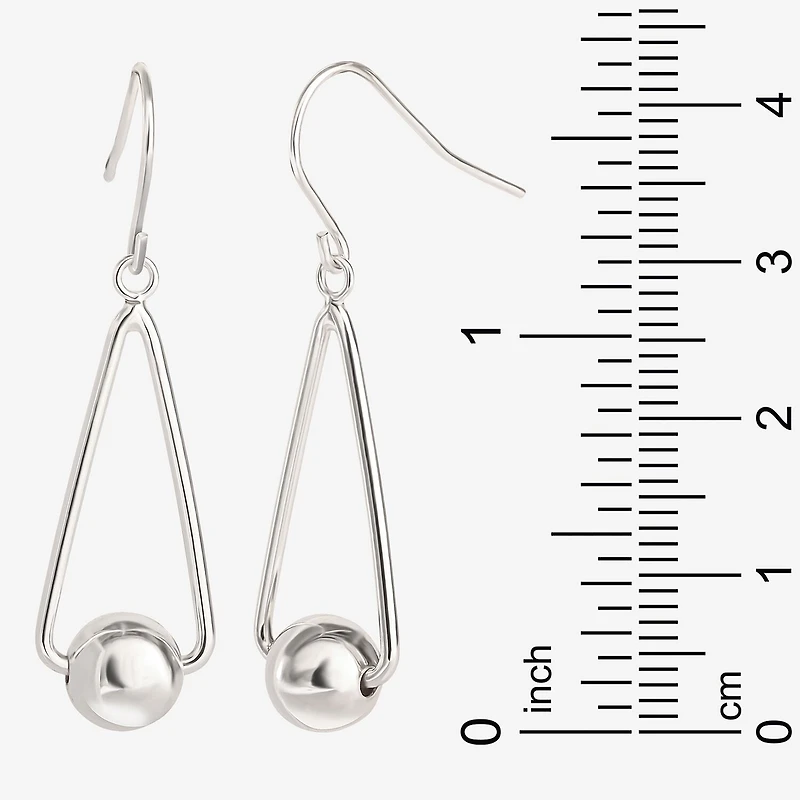 Womens Sterling Silver Ball Drop Earrings