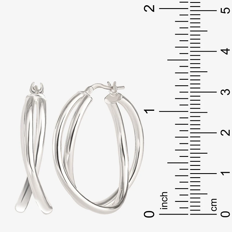 Womens Sterling Silver 33.2mm Round Hoop Earrings