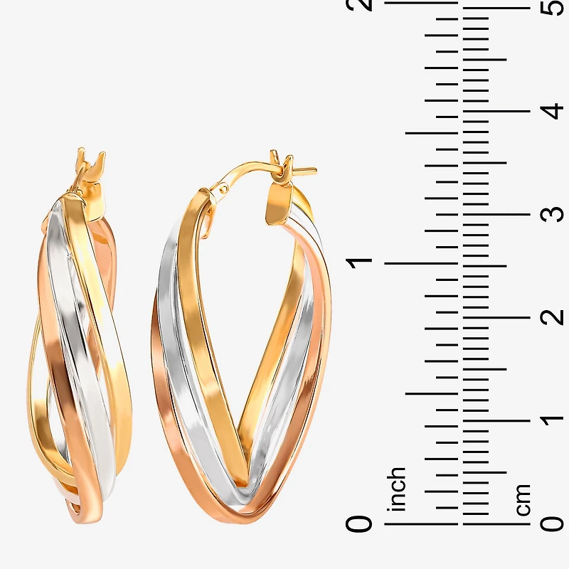 Tri-Tone Tiered Hoop Earrings