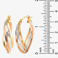 Tri-Tone Tiered Hoop Earrings