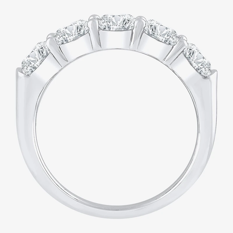 (H-I / I1) Womens 2 CT. T.W. Lab Grown White Diamond 10K Gold 5-Stone Anniversary Band