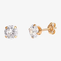 Cubic Zirconia Studs, 14K Yellow Gold 4mm