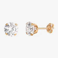 6mm 14K Yellow Gold Round Cubic Zirconia Stud Earrings