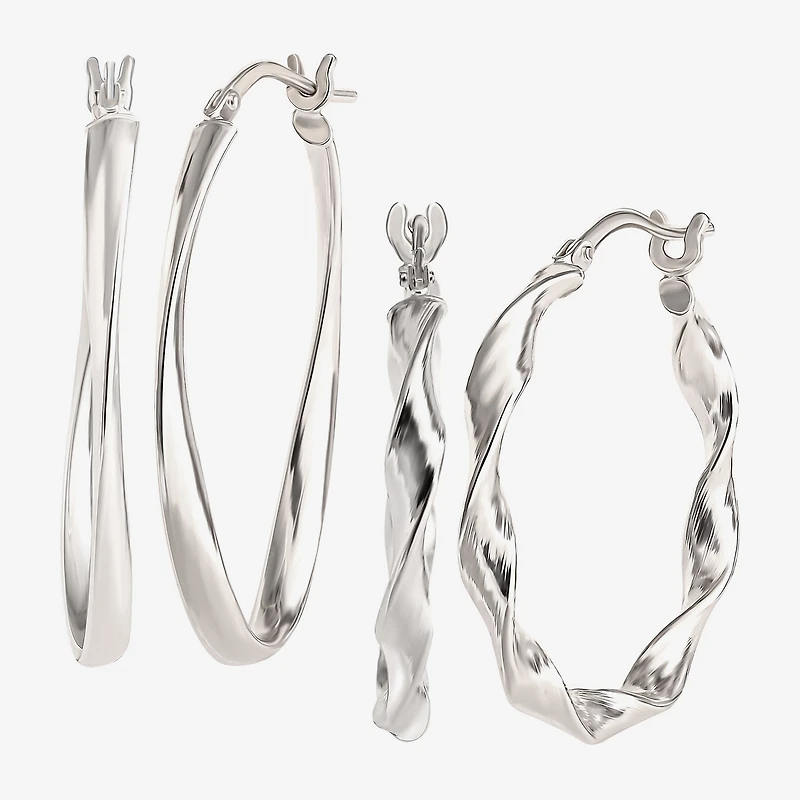 Sterling Silver 2-pr. Hoop Earrings