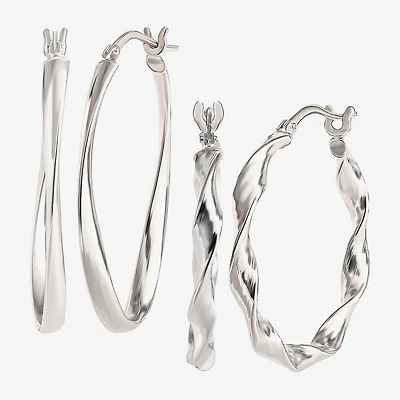 Sterling Silver 2-pr. Hoop Earrings