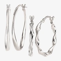 Sterling Silver 2-pr. Hoop Earrings