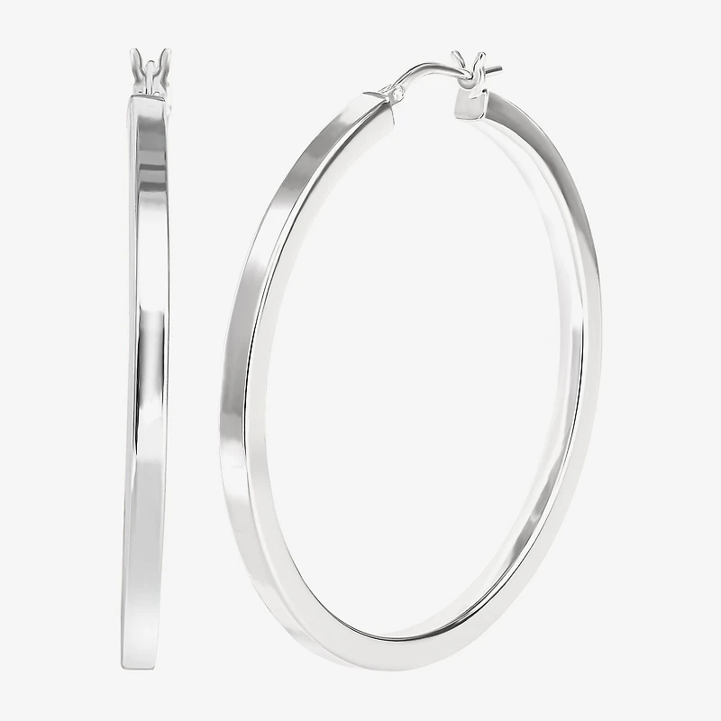 Sterling Silver 2" Square Tube Hoop Earrings
