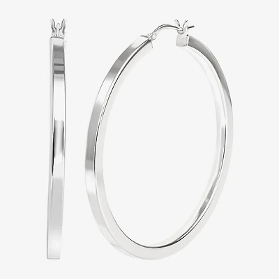 Sterling Silver 2" Square Tube Hoop Earrings