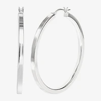 Sterling Silver 2" Square Tube Hoop Earrings