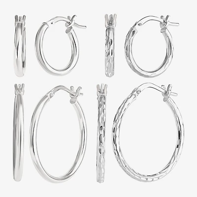 Womens Sterling Silver 4 Pair Earring Set